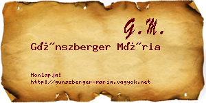 Günszberger Mária névjegykártya